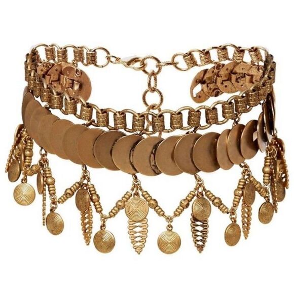 Elizabeth Cole Women's Gold Fringe Collar Necklace in Golden Glow - Picture 3 of 10